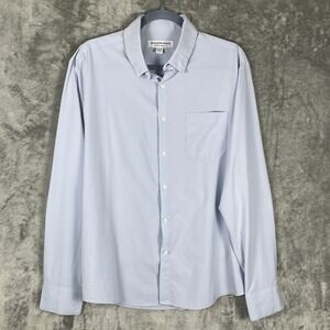 Mizzen+Main Shirt Mens Medium Blue Very Good Classic No Tuck Performance Stretch